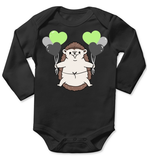 Hedgehog Heart Balloon Agender Pride Long Sleeve Baby One-Piece