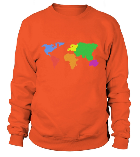 World Map Earth Continents and Oceans Colored Gift Women's Sweatshirt