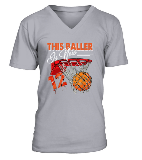 12th Birthday Basketball Funny 12 Years Old Kids Gift Men's V-Neck T-shirt