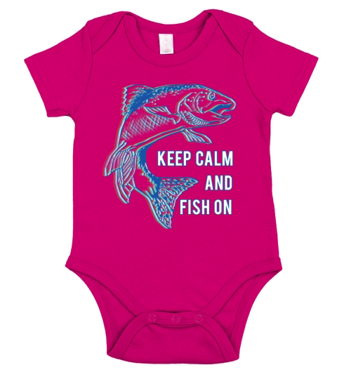 Keep Calm And Fish On Funny Short Sleeve Baby One-Piece