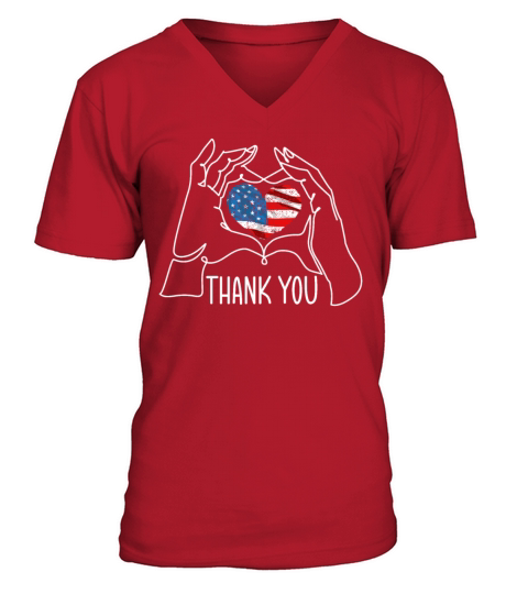 Thank You USA Flag American Military Veterans Day Men's V-Neck T-shirt