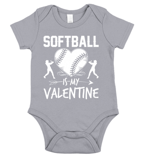Softball Is My Valentine Funny Valentines Day Short Sleeve Baby One-Piece