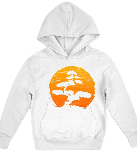 Bonsai Tree Orange Sunset Retro Buddhist T-Shirt Kids Hoodie