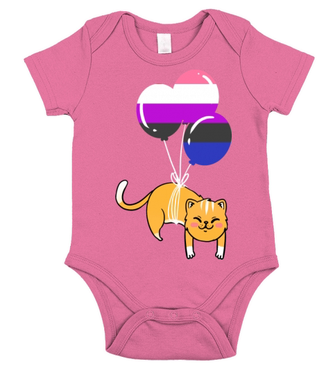 Cat Balloon Genderfluid Pride Short Sleeve Baby One-Piece