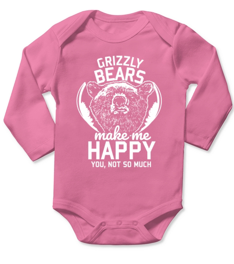 Grizzly bears make me happy gift animal forest Long Sleeve Baby One-Piece