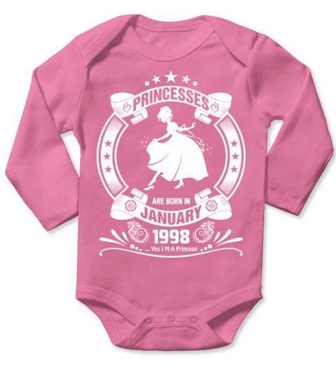 Priencess are Born in January 1998 Long Sleeve Baby One-Piece