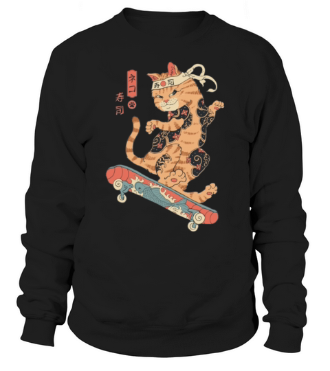 Skatana Japanese Cat Yakuza Neko Tattoo Aesthetic Men's Sweatshirt