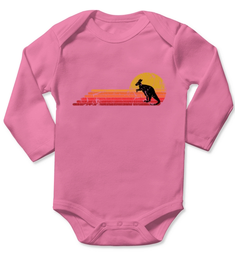 Kangaroo Animal Retro Vintage Style Long Sleeve Baby One-Piece