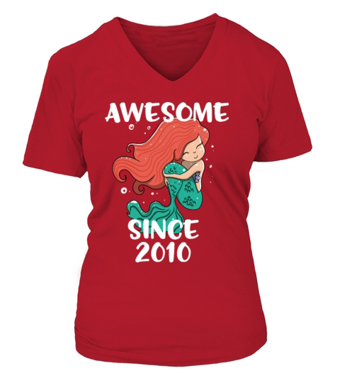 awesome since 2010 girls Birthday tshirt Women's V-Neck T-shirt