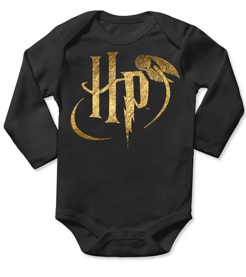 Harry Potter Small Logo Gold Long Sleeve Baby One-Piece