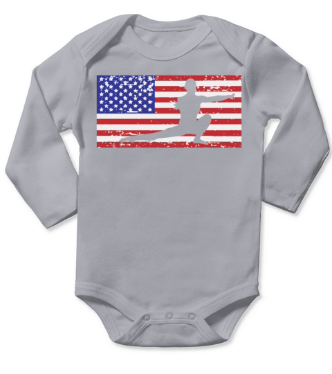American Flag Vintage USA Flag Acrobatics Gymnast Long Sleeve Baby One-Piece