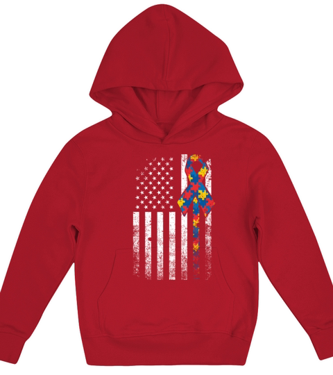 Autism Awareness Autistic American Flag USA Kids Hoodie