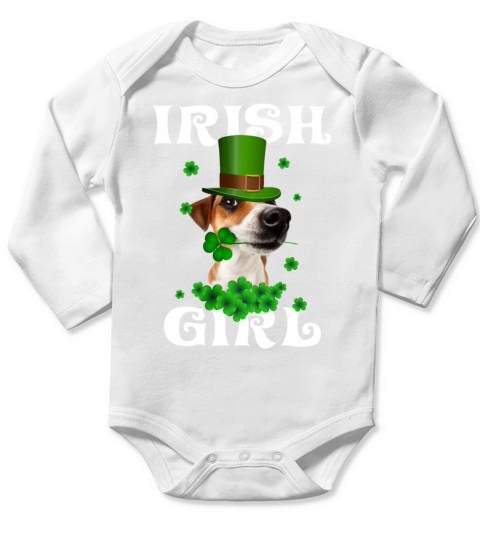 Jack Russell Terrier patricks day gift for her Long Sleeve Baby One-Piece