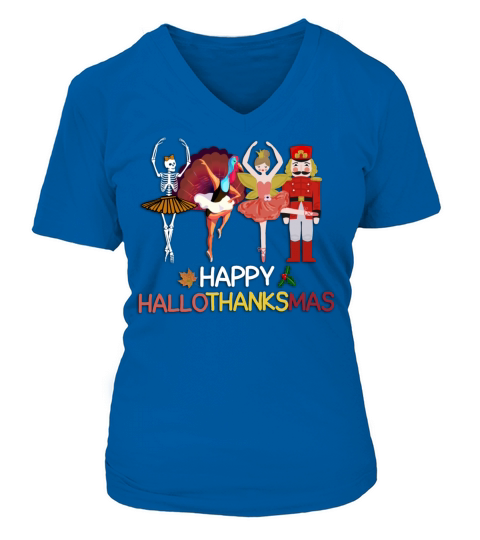 Happy HalloThanksMas Women's V-Neck T-shirt