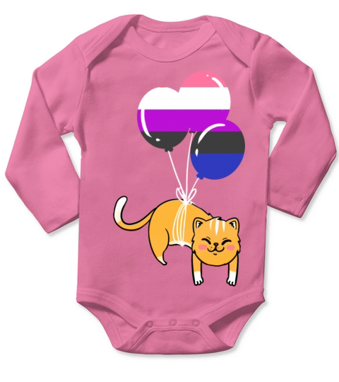Cat Balloon Genderfluid Pride Long Sleeve Baby One-Piece