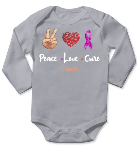 Peace Love Cure Cancer Long Sleeve Baby One-Piece