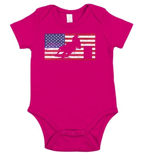 Barrel Racing American Flag USA Short Sleeve Baby One-Piece