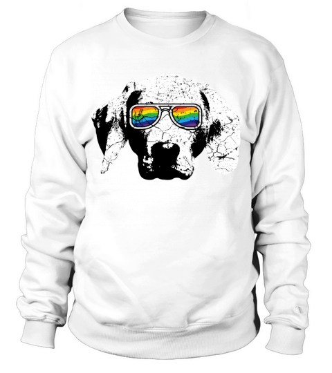 Gay LGBT Pride Dog With Weimaraner Flag Sunglasses Men's Sweatshirt