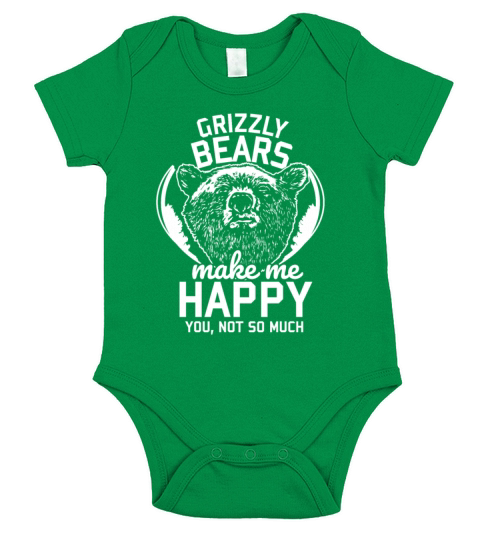 Grizzly bears make me happy gift animal forest Short Sleeve Baby One-Piece