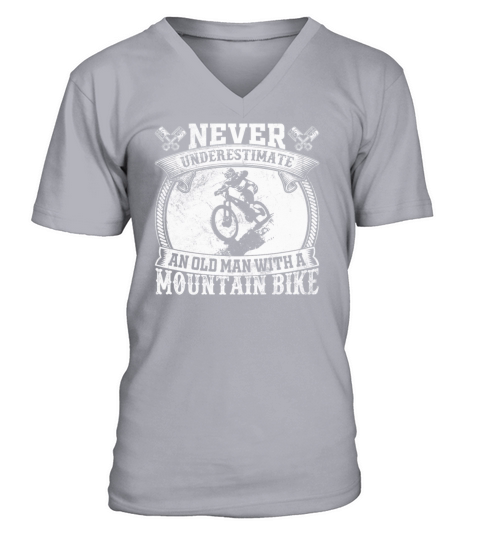 Never Underestimate An Old Man With A Mountain Bik Men's V-Neck T-shirt