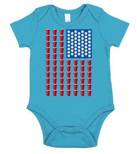 Beer Pong Drinking Game American Flag Short Sleeve Baby One-Piece