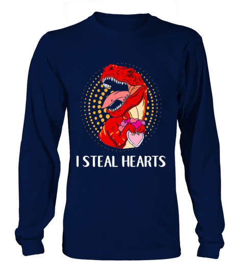 I Steal Hearts Valentines Day Dinosaur Women's Long Sleeve