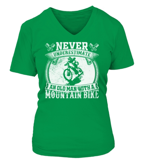 Never Underestimate An Old Man With A Mountain Bik Women's V-Neck T-shirt