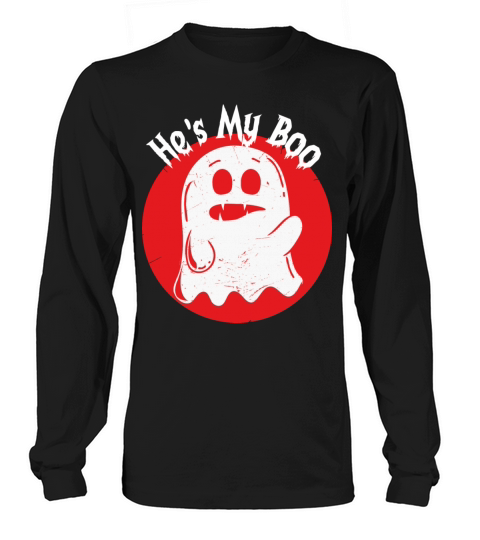Womens Hes My Boo Cute Matching Couple Halloween Women's Long Sleeve