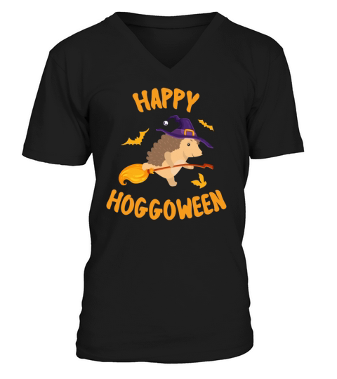 Happy hoggoween funny hedgehog halloween costume Men's V-Neck T-shirt