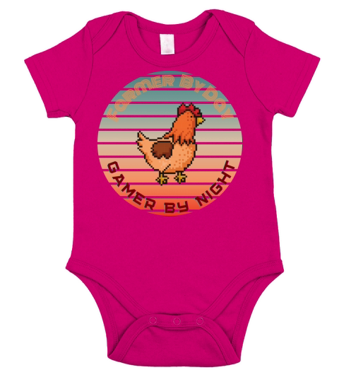 Vintage Farmer by Day Gamer By Night Short Sleeve Baby One-Piece