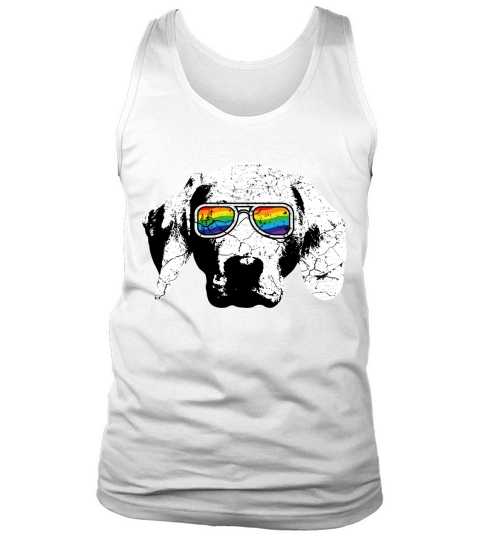 Gay LGBT Pride Dog With Weimaraner Flag Sunglasses Men's Tank Top