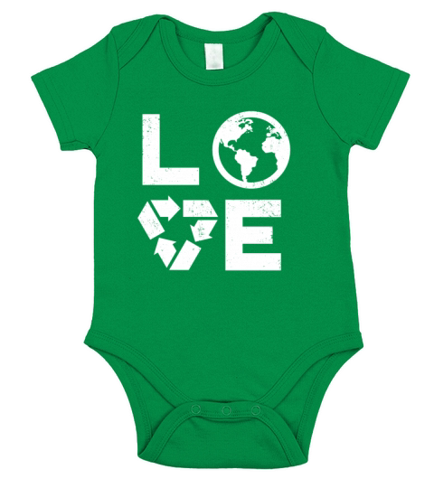 Love Earth Day 90s Vintage Recycling Kids or Teach Short Sleeve Baby One-Piece