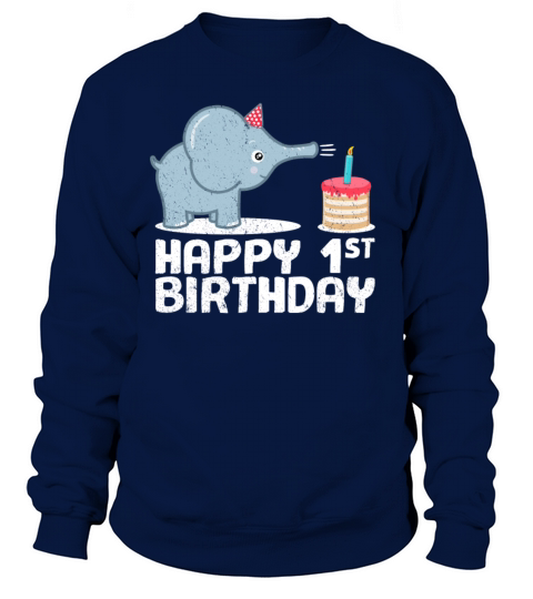 Happy 1st Birthday Cute Elephant Zoo Animal Gift Women's Sweatshirt