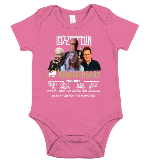 Led zeppelin 52th Anniversary 1968 2020 Thank You For The Memories Signatures shirt Short Sleeve Baby One-Piece