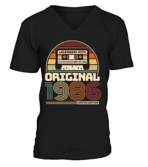 Beautiful Retro Vintage tape birthday 1986 Men's V-Neck T-shirt