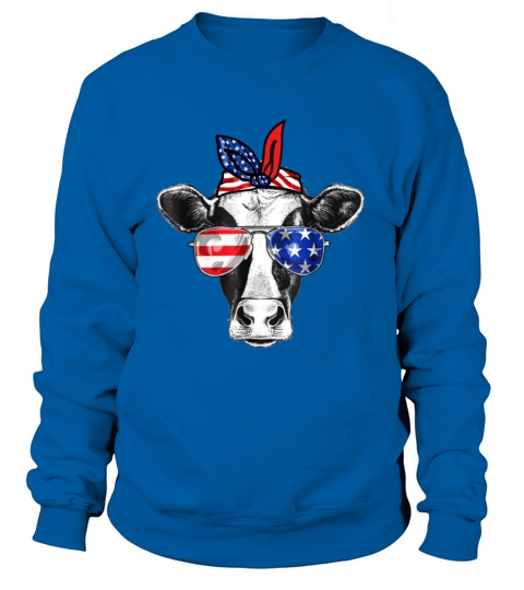 Vintage Patriot Cow Tshirt 4th of July American Women's Sweatshirt