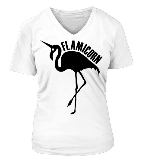 flamingo unicorn hybrid creature hybrids black V-neck T-Shirt Woman