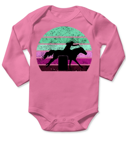 Horse Barrel Racing Vintage Sunset Cowgirl Gift Fo Long Sleeve Baby One-Piece