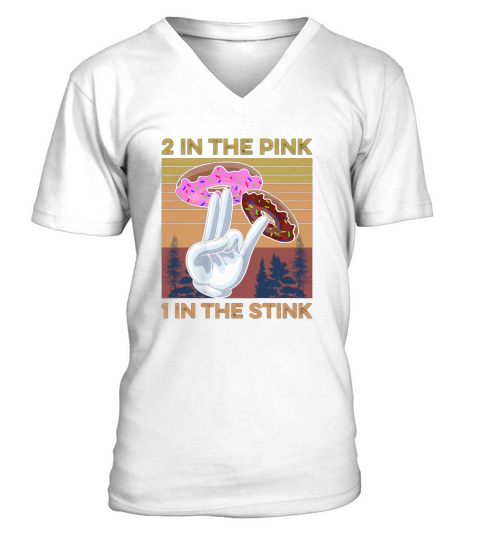 Retro Vintage 2 in the Pink 1 in the Stink Donut Two Holes V-Neck T-shirt