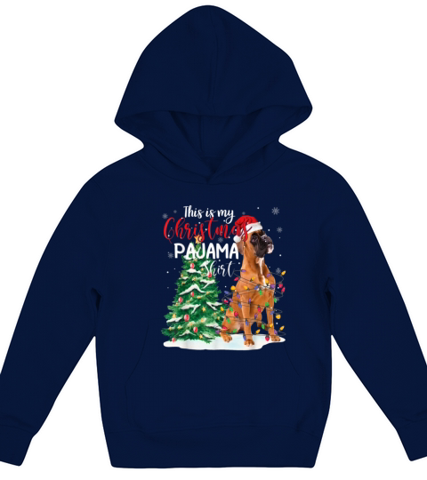 This Is My Christmas Pajama Shirt Boxer Dog Lover Kids Hoodie