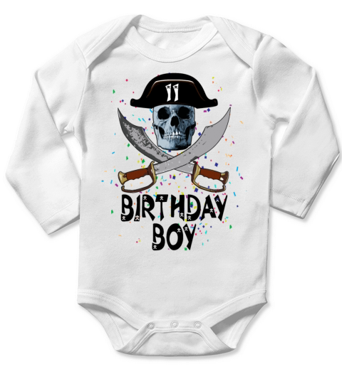 Birthday Boy 11 Pirate Long Sleeve Baby One-Piece
