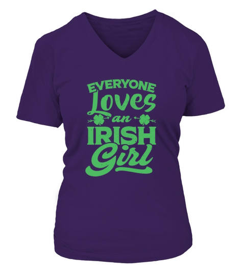 Everyone Loves Irish Girl Shamrock St PatrickS Da V-neck T-Shirt Woman