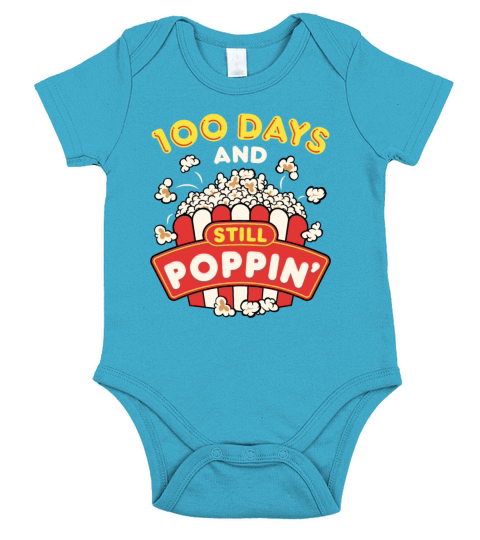 100 Days of School Popcorn Short Sleeve Baby One-Piece