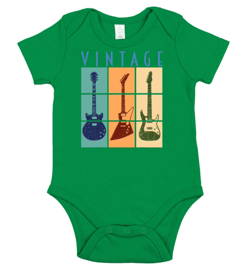 Retro Vintage Guitar Gift Cool Classic Guitars Short Sleeve Baby One-Piece