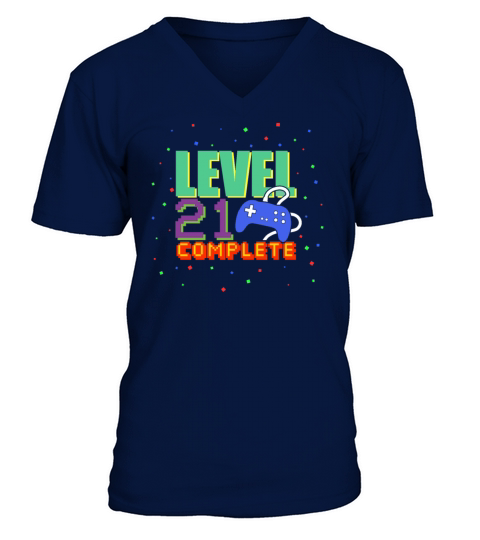 Level 21 Complete 21st Birthday Video Game Men's V-Neck T-shirt
