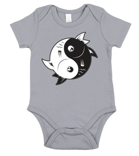 Yin Yang Fish Black and White - Gift Idea Short Sleeve Baby One-Piece