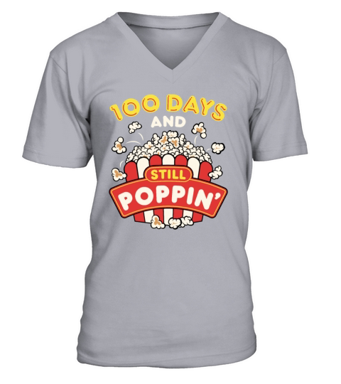 100 Days of School Popcorn Men's V-Neck T-shirt