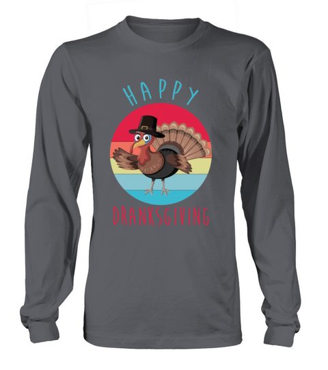 Vintage Happy Dranksgiving Drinksgiving Turkey Tha Men's Long Sleeve
