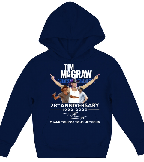 Tim Mcgraw 28th Anniversary 1992 2020 Thank You For The Memories Kids Hoodie