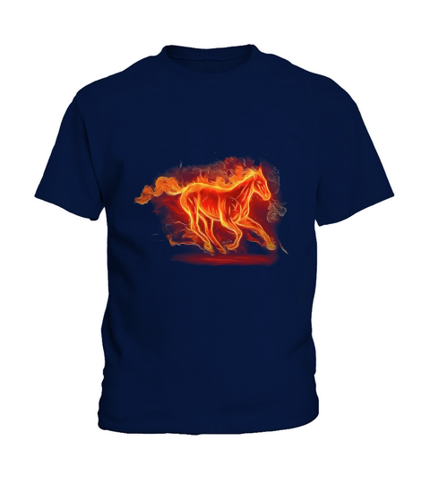 Vintage Graphic Fire Horse Running Kids T-Shirt